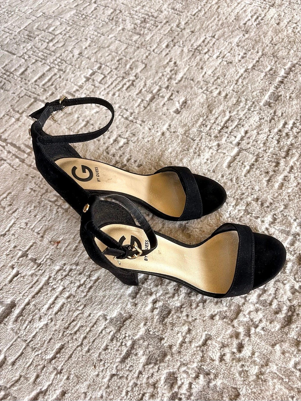 GUESS Women's Black Ankle Strap Heels